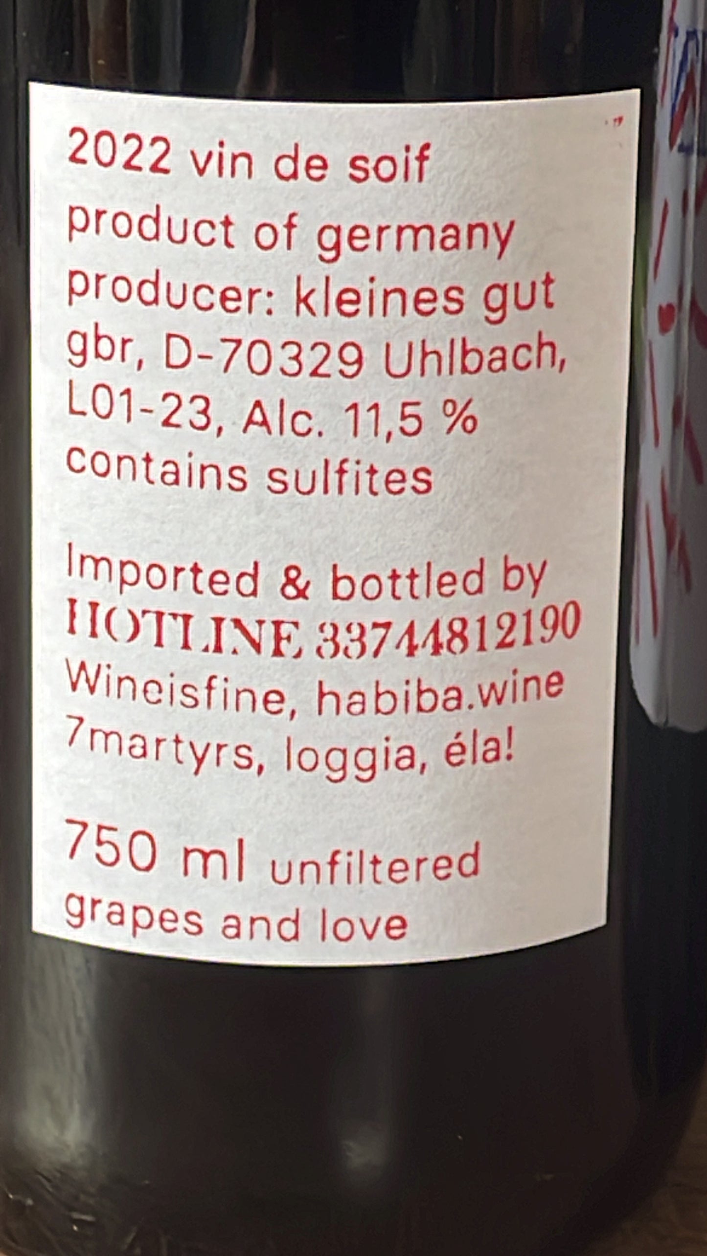 2022 VIN DE SOIF ROUGE